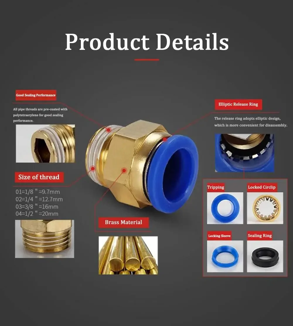 10/50PCS Pneumatische Fitting  - Compression Fitting Brass recensie en prijs